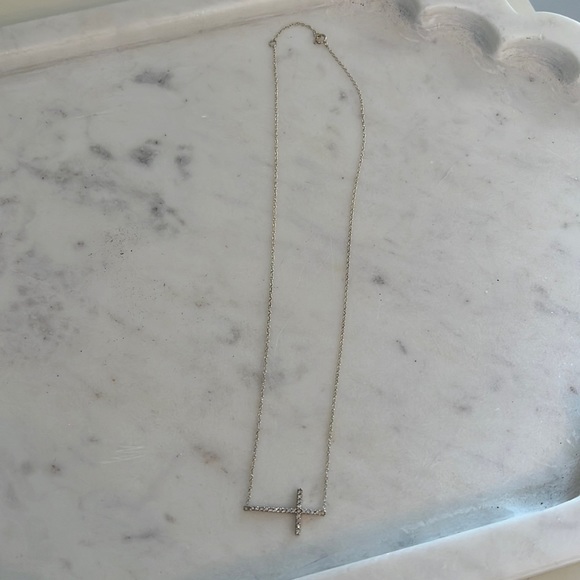 Blue Ruby Dainty Cross Necklace - Picture 3 of 10